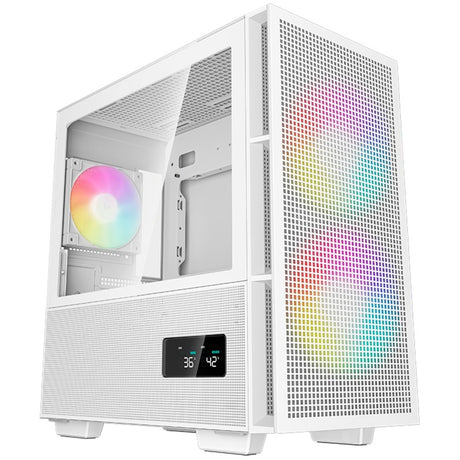 Custodia mini tower digitale Deepcool ch360 (bianco | 1x USB-A | 1x USB-C | RGB | vetro temperato)