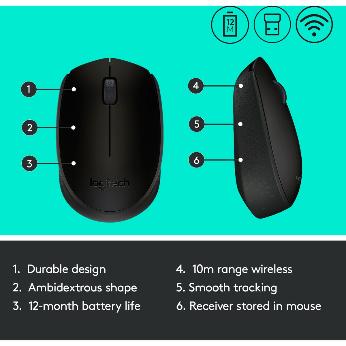 Mouse Logitech b170 (nero, senza fili)