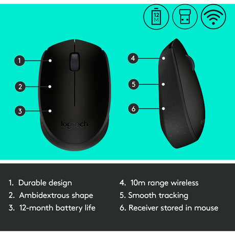 Mouse Logitech b170 (nero, senza fili)