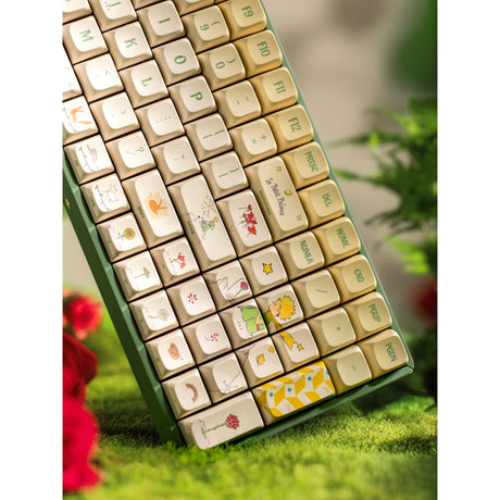 Tastiera da gioco meccanica rgb Iqunix f97 con data floreale (verde, layout us (qwerty), rosso gateron, 96%, LED rgb, sostituibile a caldo, pbt, 2,4 ghz | bluetooth 5.1 | usb-c)