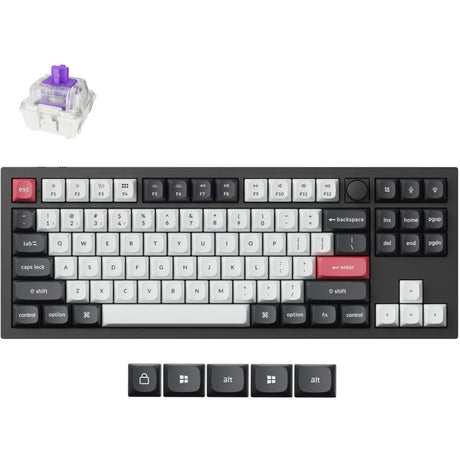 Keychron q3 he qmk-m1 tastiera meccanica rgb (nera, layout us (qwerty), nebulosa magnetica gateron double-rail, 80% (tkl), led rgb, osa double-shot pbt, hot swap, manopola, 2.4ghz | bluetooth 5.1 | usb-c)