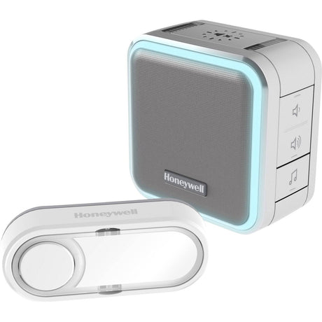 Honeywell DC515SG Campanello portatile wireless con illuminazione Halo, modalità Sleep e pulsante (bianco grigio)
