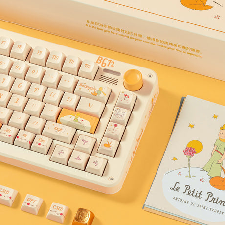 Tastiera meccanica wireless Iqunix zx75 Sunset Ponder (giallo chiaro, layout us (qwerty), iqunix piccolo principe, 75%, LED rgb, hot-swapable, double-shot pbt, 2,4 ghz | bluetooth 5.1 | usb-c)