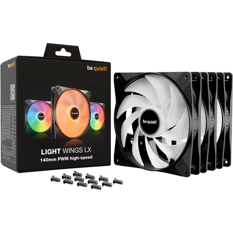 Silenzio! ventole per case rgb ad alta velocità light Wings LX PWM (nere, 3 pezzi, 140 x 140 x 25 mm)