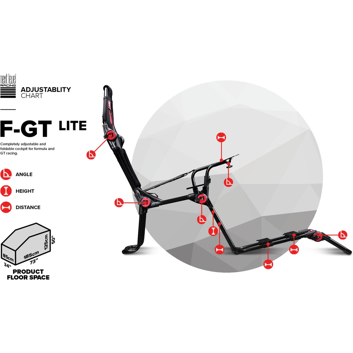 Simulatore di corse pieghevole Next Level Racing F-GT Lite (nero rosso)