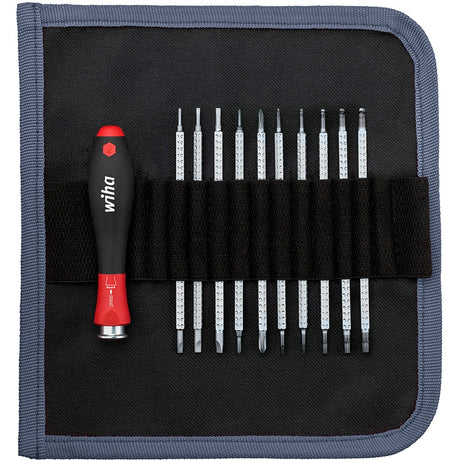 Cacciavite Wiha con set di lame intercambiabili System 4, 12 pezzi (nero rosso, inclusa custodia avvolgibile)