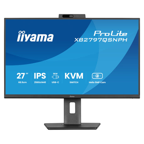 Monitor Iiyama prolite xb2797qsnph-b1 27 (nero, hdmi, displayport, usb-c, lan, audio, webcam)