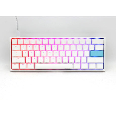 Ducky one 2 pro mini tastiera da gioco meccanica rgb classica bianca (bianca, layout us (qwerty), rosso ciliegia mx, 60%, led rgb, pbt double-shot, meccanica quack)