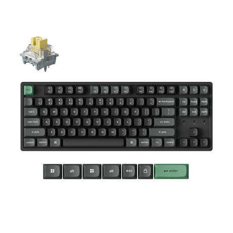Keychron k8 ultra 8k wireless custom mechanical keyboard (zwart, us lay-out (qwerty), apex banana, 80% (tkl), rgb leds, osa double-shot pbt, usb-c | 2.4 ghz | bluetooth 5.2)