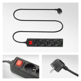 Act connettività act multipresa con interruttore luminoso, 4 prese, 2 m, nero ac2440