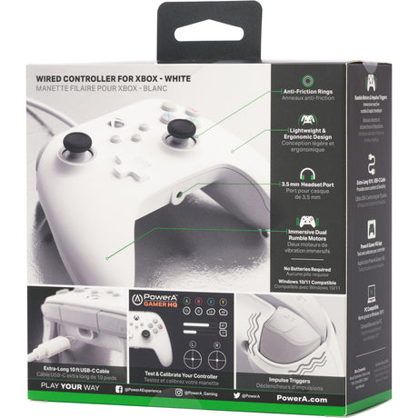 Powera xbox wired controller white (wit, xbox series x|s, xbox one, windows)