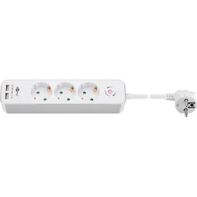 Ciabatta Goobay a 3 vie con interruttore e ciabatta USB (bianco, cavo 1,5 metri, 2x USB-A)