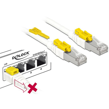 Delock cavo patch rj-45 sicuro con cat.6a (bianco, 85332, 2 metri)