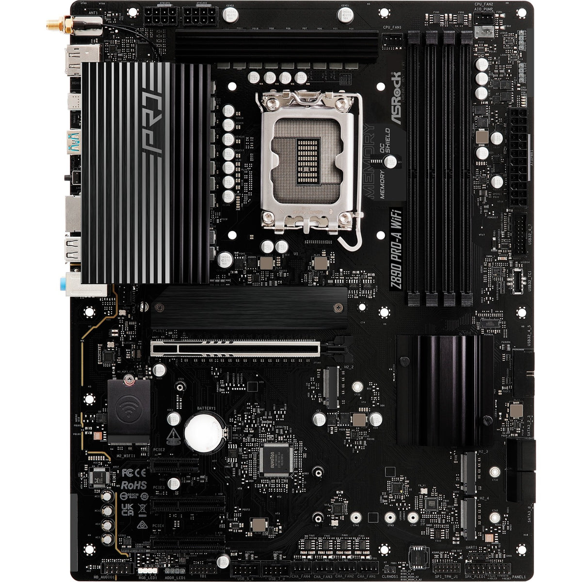 Scheda madre Asrock Z890 Pro-A WiFi Socket 1851 (nera, RAID, 2,5 GB-LAN, WiFi 6e, BT, audio, ATX)