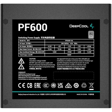 Alimentatore Deepcool pf600 da 600 watt (nero, 4x pcie)