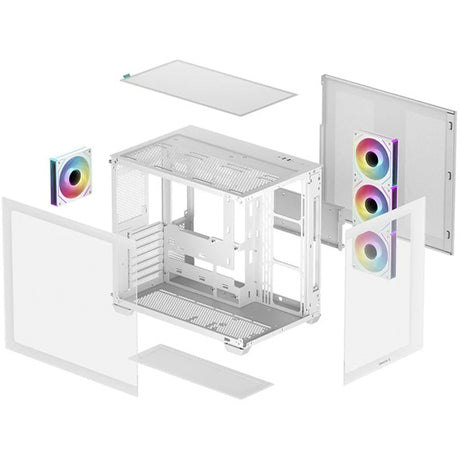 Custodia midi tower Deepcool CG530 4f (bianco | 2x USB-A | 1x USB-C | RGB | vetro temperato)