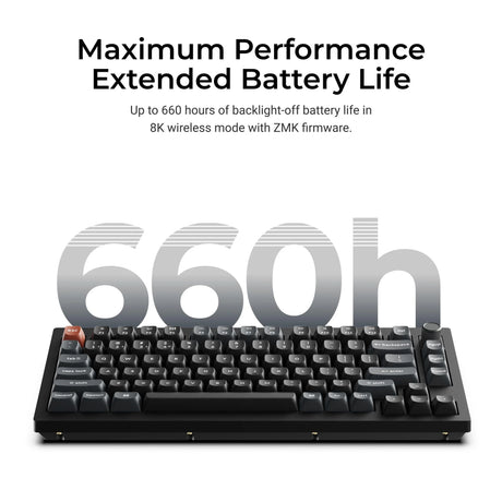 Tastiera meccanica personalizzata wireless Keychron v1 ultra 8K (nera, layout americano (qwerty), pompon in seta rosso, 75%, rgb, hot swap, 2,4 ghz | bluetooth 5.3 | usb-c)