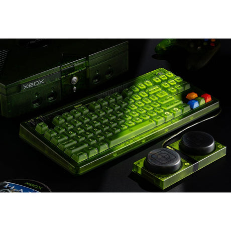 Tastiera meccanica 8bitdo retro 87 - edizione xbox (verde, layout us (qwerty), kailh box jellyfish x, 80% (tkl), copritasti in abs, bluetooth 5.0, wireless 2.4g, USB)
