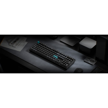 Tastiera meccanica personalizzata Keychron q6 ultra-m3 8k wireless (nera, layout us (qwerty), pompon in seta marrone, 100%, rgb, hot swap, 8k, 2,4 ghz bluetooth 5.2 usb-c)