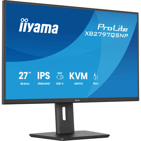 Monitor Iiyama prolite xb2797qsnp-b1 27 (nero, HDMI, porta display, 2x USB-A, 2x USB-C, RJ-45)