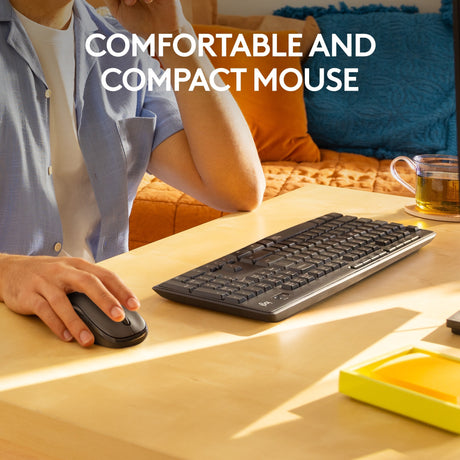 Set desktop combinato tastiera e mouse wireless silenzioso Logitech mk295 (nero, layout statunitense-internazionale (qwerty), 100%)