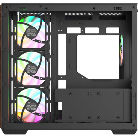 Custodia midi tower Thermaltake view 380 ws argb (colore legno nero | 2x USB-A | 1x USB-C | RGB | vetro temperato)