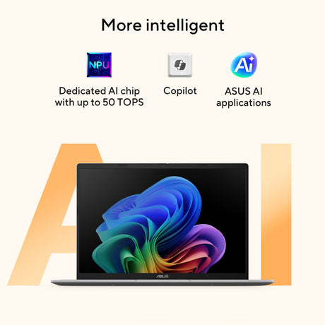 Asus vivobook 14 m1407ga-ly012w 14 copilot+ laptop (zilver | ryzen ai 7 445 | radeon 840m | 16 gb | 512 gd ssd)