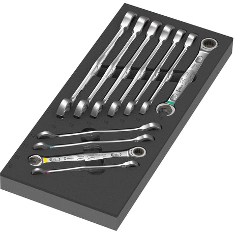 Wera chiave fissa autoregolante 6000 Joker Set 1 set di attrezzi (nero grigio, set di chiavi combinate a cricchetto, con inserto in gommapiuma per carrello da officina)