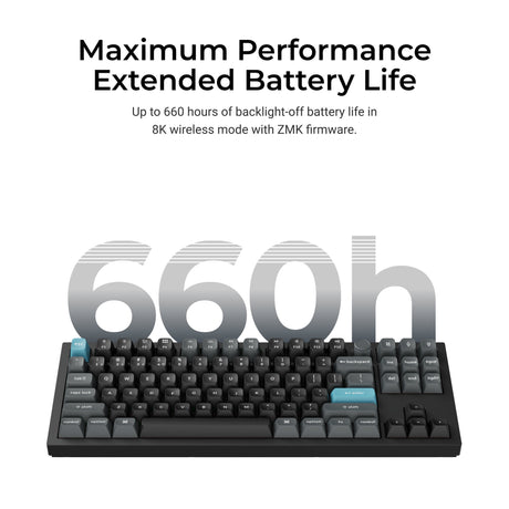 Tastiera meccanica personalizzata Keychron q3 ultra-m4 8k wireless (nera, layout us (qwerty), pom banana in seta, 80% (tkl), rgb, hot swap, 8k, 2,4 ghz | bluetooth 5.2 | usb-c)