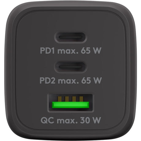 Caricabatterie rapido Goobay USB-C nano (65 W) e cavo tessile USB-C (nero, 1 metro)