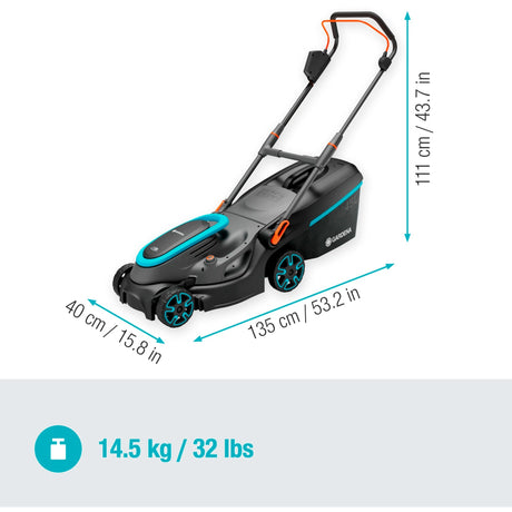 Gardena Powermax 37 36V P4A Tagliaerba Solo a batteria senza batteria, senza caricatore, impugnatura regolabile in altezza, larghezza di taglio 18 V