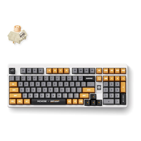 Mchose x unbox terapia - tastiera meccanica ut98 (100%, retro terapia, interruttore icy creamsicle, rgb, hot swap, 2.4 ghz | usb-c | bluetooth)