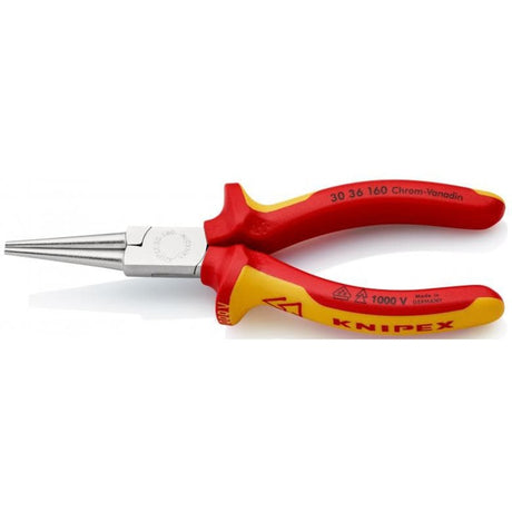 Pinza a becchi lunghi Knipex isolata cromata con manici multicomponente, testata VDE 160 mm - 3036160