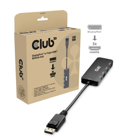 Club 3D Display Port a triplo hub HDMI 8K60Hz (nero)