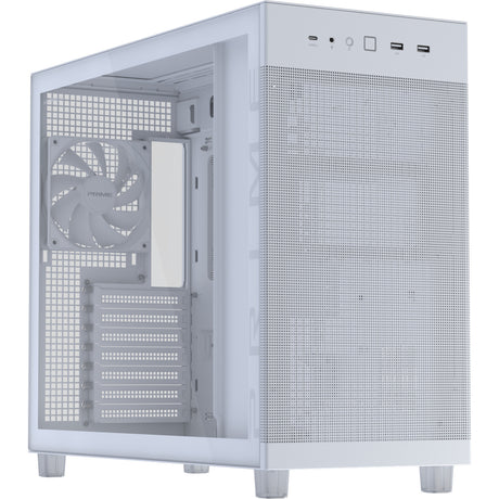 Asus Prime Ap303 - Alloggiamento Midi Tower con pannello in vetro temperato (Bianco | 2x USB-A | 1x USB-C | Vetro temperato)