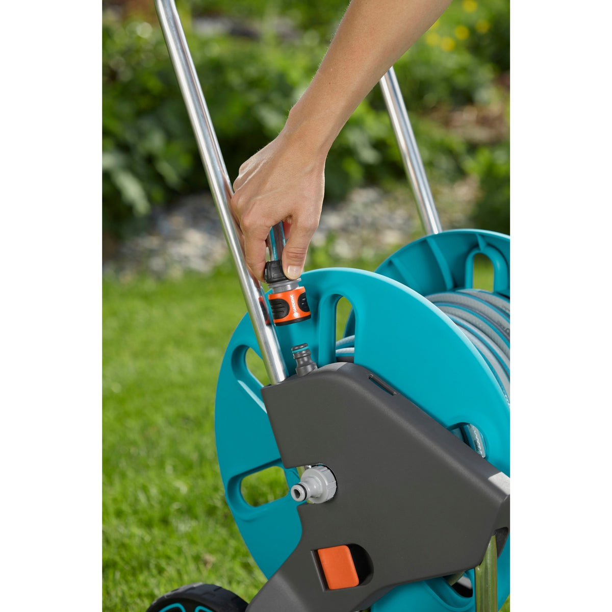 Gardena carrello portagomma aquaroll m easy set (grigio turchese, 18517-20)