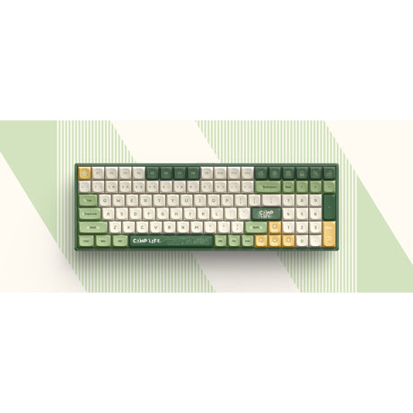 Tastiera meccanica wireless da campeggio Iqunix f97 (verde, layout us (qwerty), cherry mx brown, 96%, led rgb, hot-swapable, pbt, 2.4ghz | bluetooth 5.1 | usb-c)