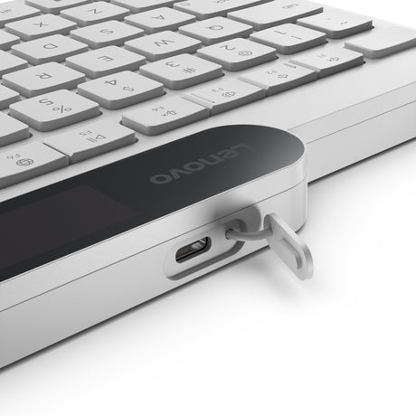 Tastiera Bluetooth Lenovo 800 con ricarica automatica (bianca, layout USA (QWERTY), stantuffo, 100%, interruttore a stantuffo, Bluetooth 5.1, USB-C)