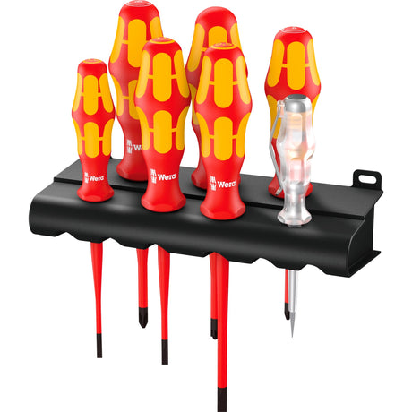 Wera 160 is 7 set di cacciaviti Kraftform plus serie 100 (rosso giallo, cercafase unipolare, supporto, 7 pezzi)