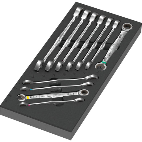 Wera chiave fissa autoregolante 6000 Joker Set 1 set di attrezzi (nero grigio, set di chiavi combinate a cricchetto, con inserto in gommapiuma per carrello da officina)