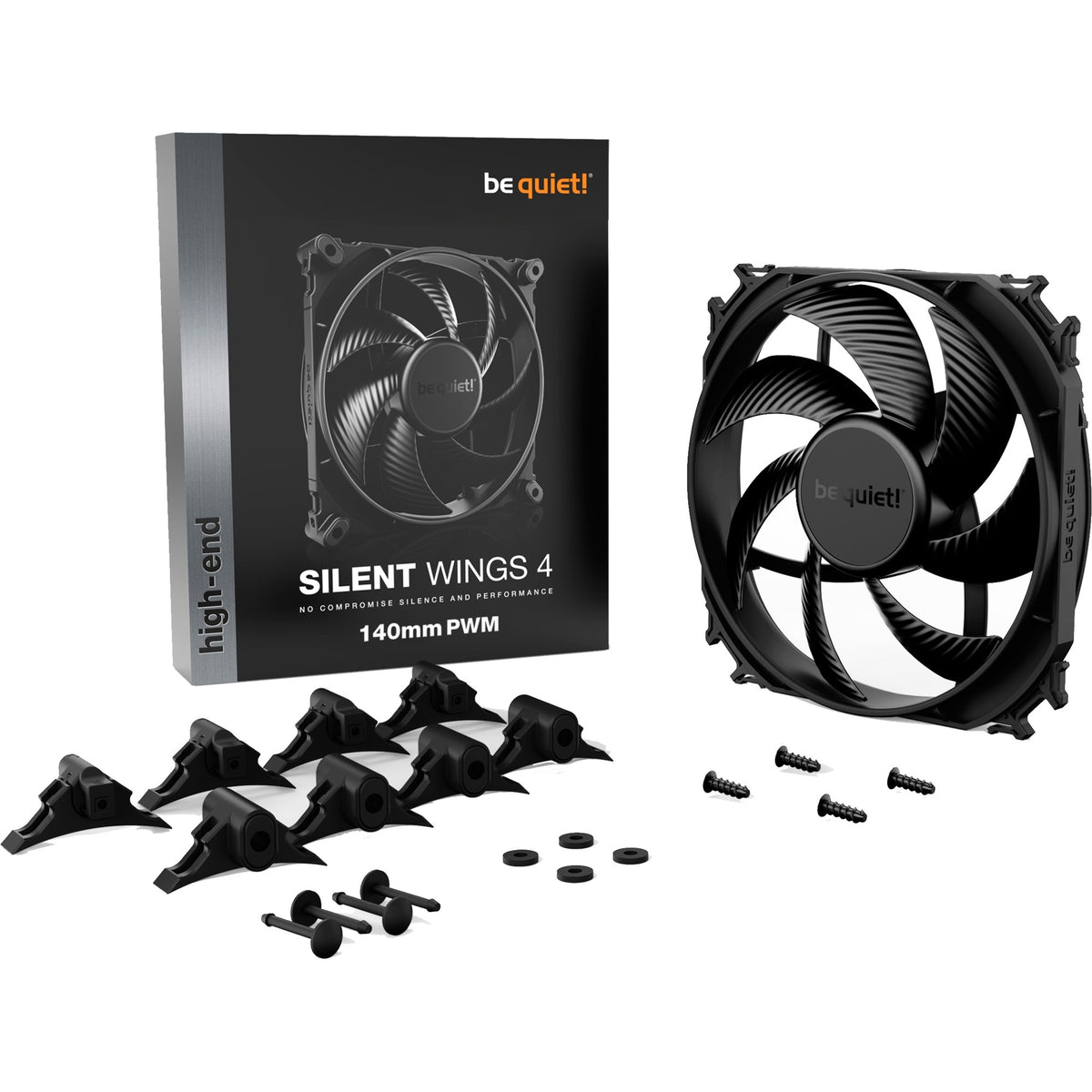 Silenzio! ventola del case silent Wings 4 PWM (nera, 140 x 140 x 25 mm)