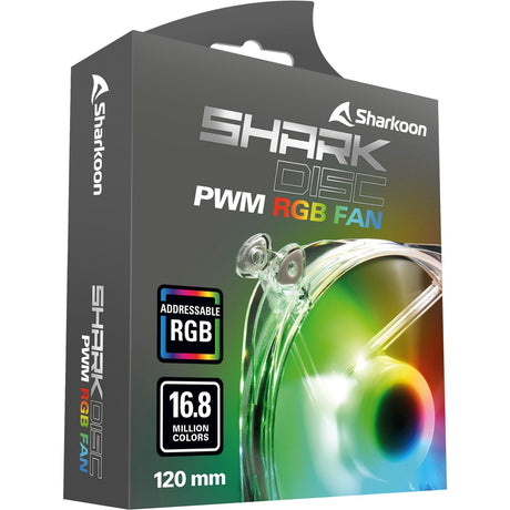 Ventola Sharkoon Shark Disc PWM RGB (trasparente, 120 x 120 x 25 mm)