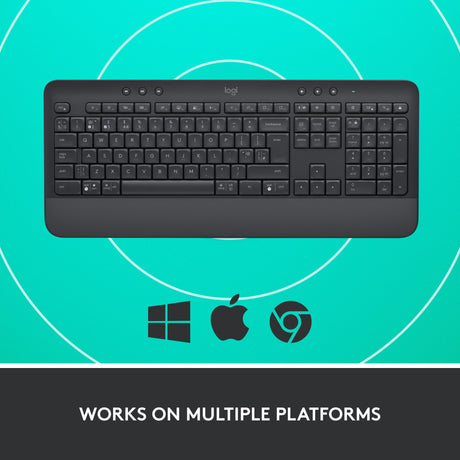 Tastiera comfort wireless Logitech Signature K650 (grafite, layout internazionale USA (qwerty), 100%)