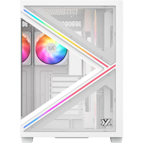 Custodia Midi Tower Xyz PC Gear Qubex (Bianco | 2x USB-A | 1x USB-C | Vetro temperato)
