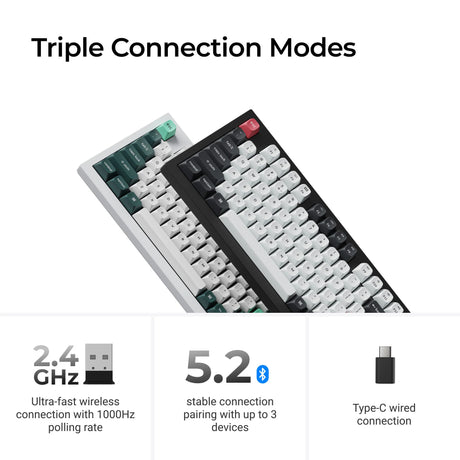 Keychron q5 he tastiera personalizzata wireless qmk (bianca, layout us (qwerty), nebulosa magnetica gateron double-rail, 96%, led rgb, osa double-shot pbt, hot swap, manopola, 2.4ghz | bluetooth 5.1 | usb-c)