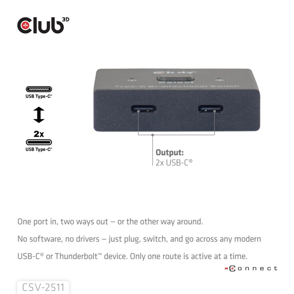 Club 3D USB-C bidirezionale video + dati + switch PD Switch USB (nero)