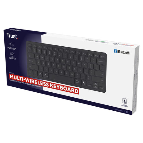 Tastiera Bluetooth Trust nado ii (nera, layout USA (qwerty), interruttori a forbice, 80% (tkl), Bluetooth)