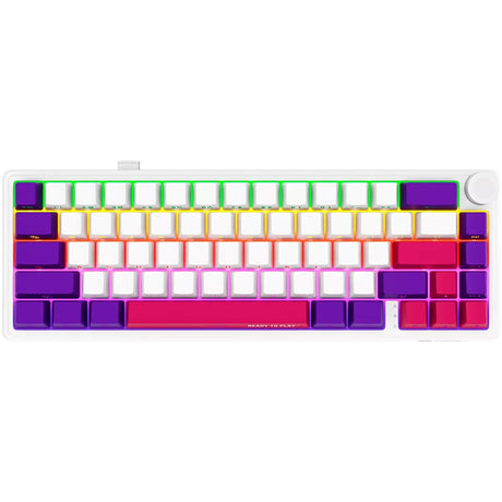 Tastiera da gioco meccanica Lorgar kbp70mw rgb (bianca, layout USA (qwerty), viola tossico logar, 65%, rgb, sostituibile a caldo, pbt double-shot, bluetooth | 2.4ghz | usb)