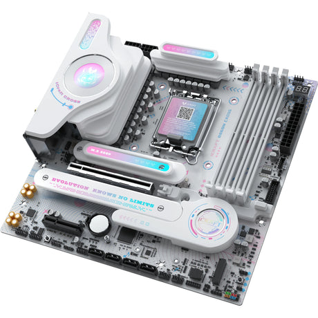 Scheda madre Maxsun MS-Icraft B860M Cross Socket 1851 (Bianco, RAID, 5 GB-LAN, WLAN, BT, Suono, µATX)
