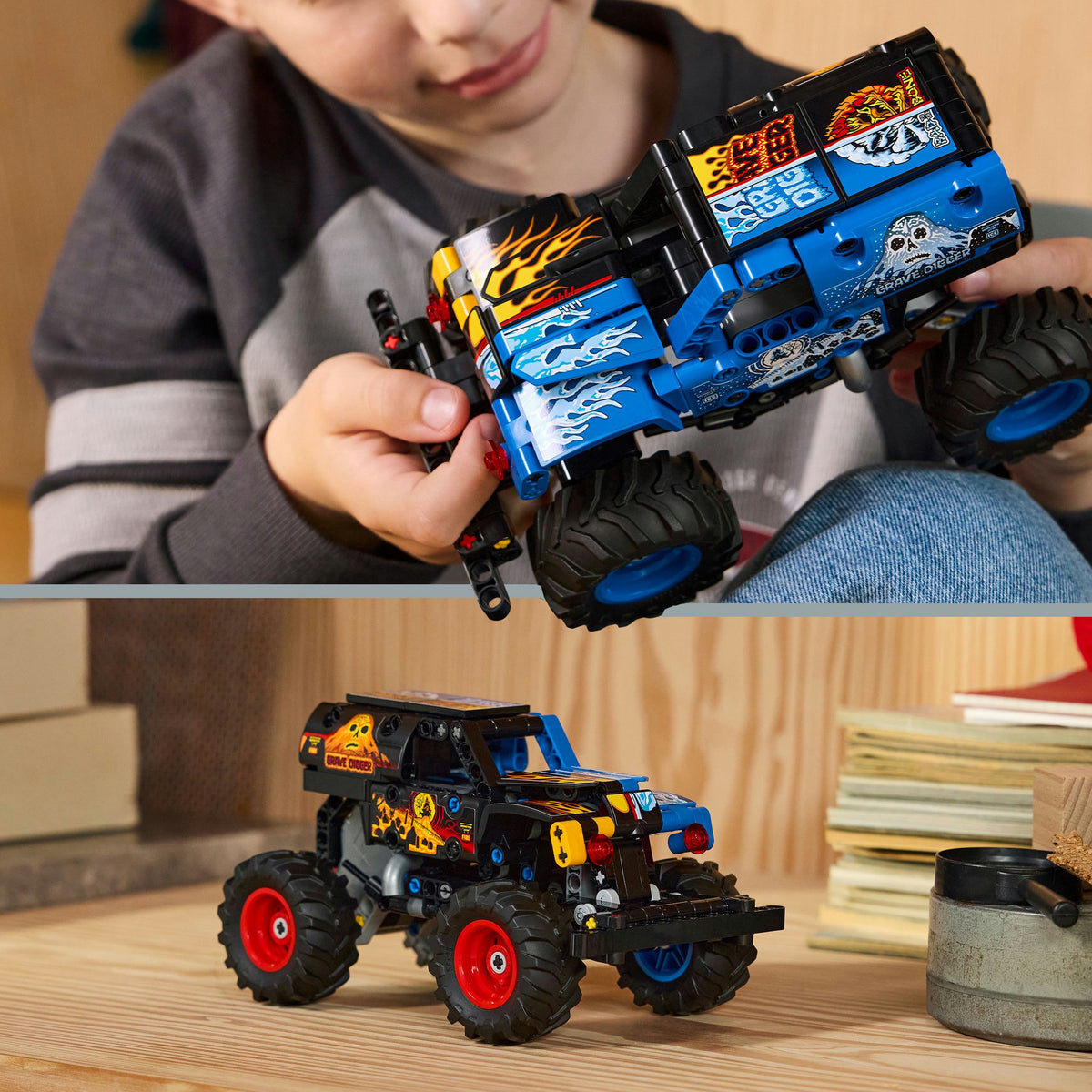 Lego Technic 42219 Monster Jam Scava tombe Fuoco e ghiaccio